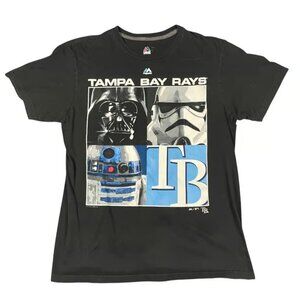 Majestic Tampa Bay Rays Star Wars Darth Vader Stormtrooper R2D2 T Shirt Mens L
